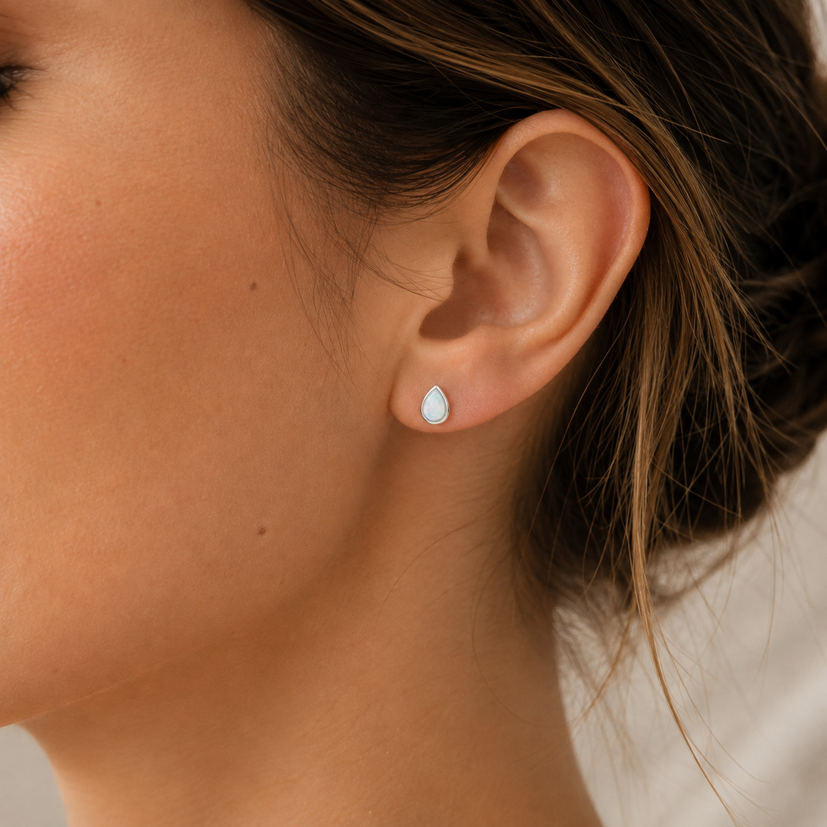 Lumen White Opal Stud Earrings.