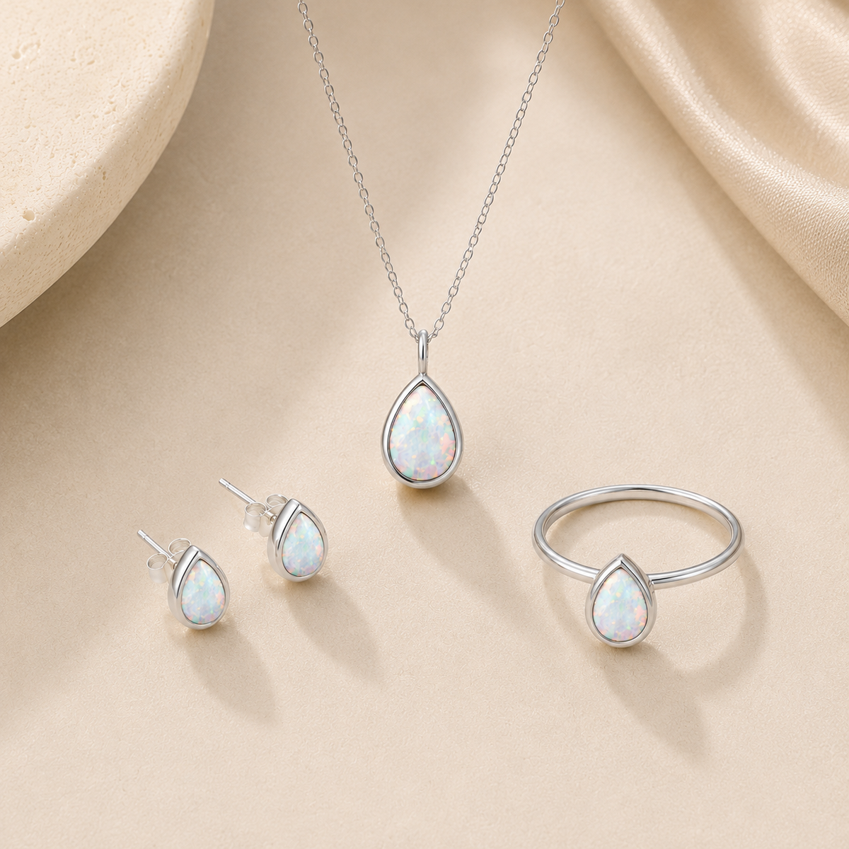 Lumen White Opal Jewelry Set.